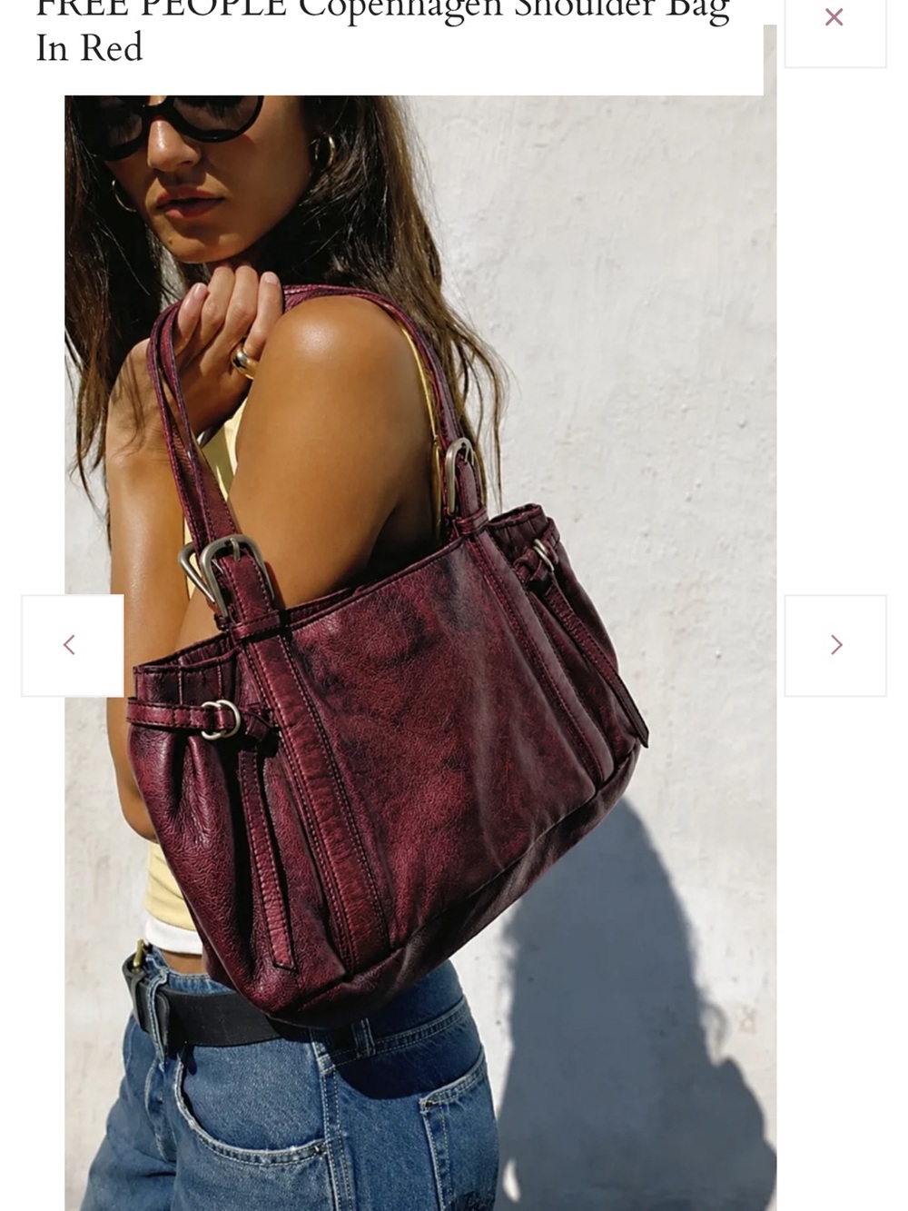 Free People Burgundy Faux-Leather Shoulder Bag